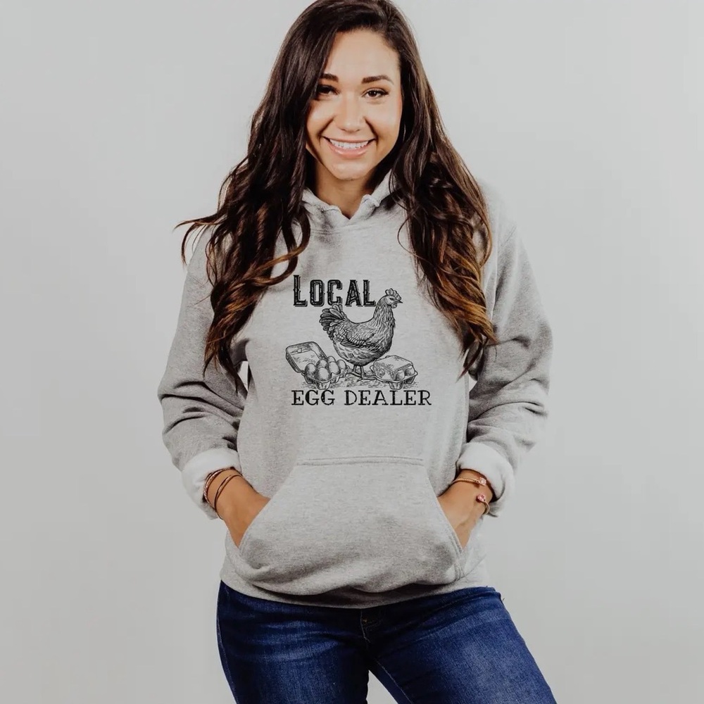 Gray Hoodie with Chicken Graphic